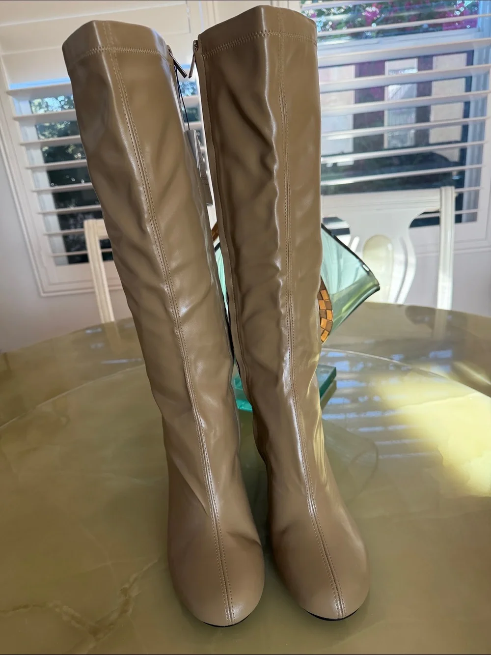 Zara Women Olive Green Over the Knee Wedge Boots Sz 41 42 Vegan Leather NWT